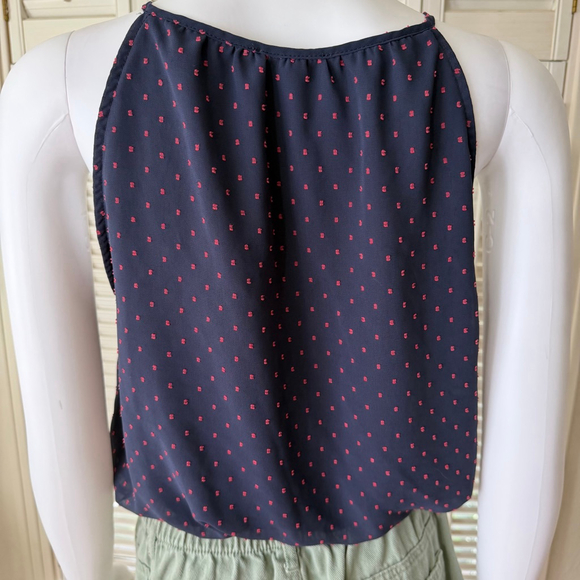 Women's ECLAIR Navy Red Polka Dot Tank Top M - Picture 3 of 4